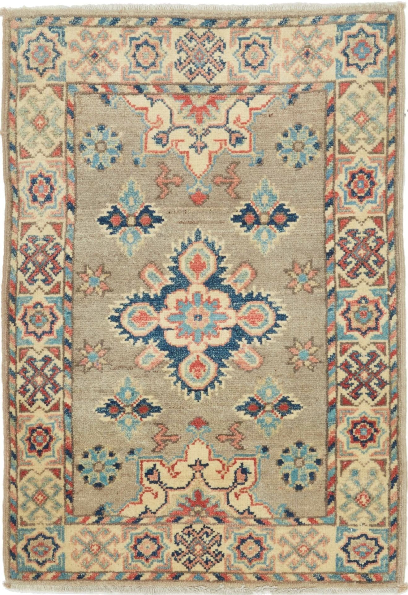 Orientteppich Kazak 66 x 91cm - Geometrisches Muster, handgeknüpft