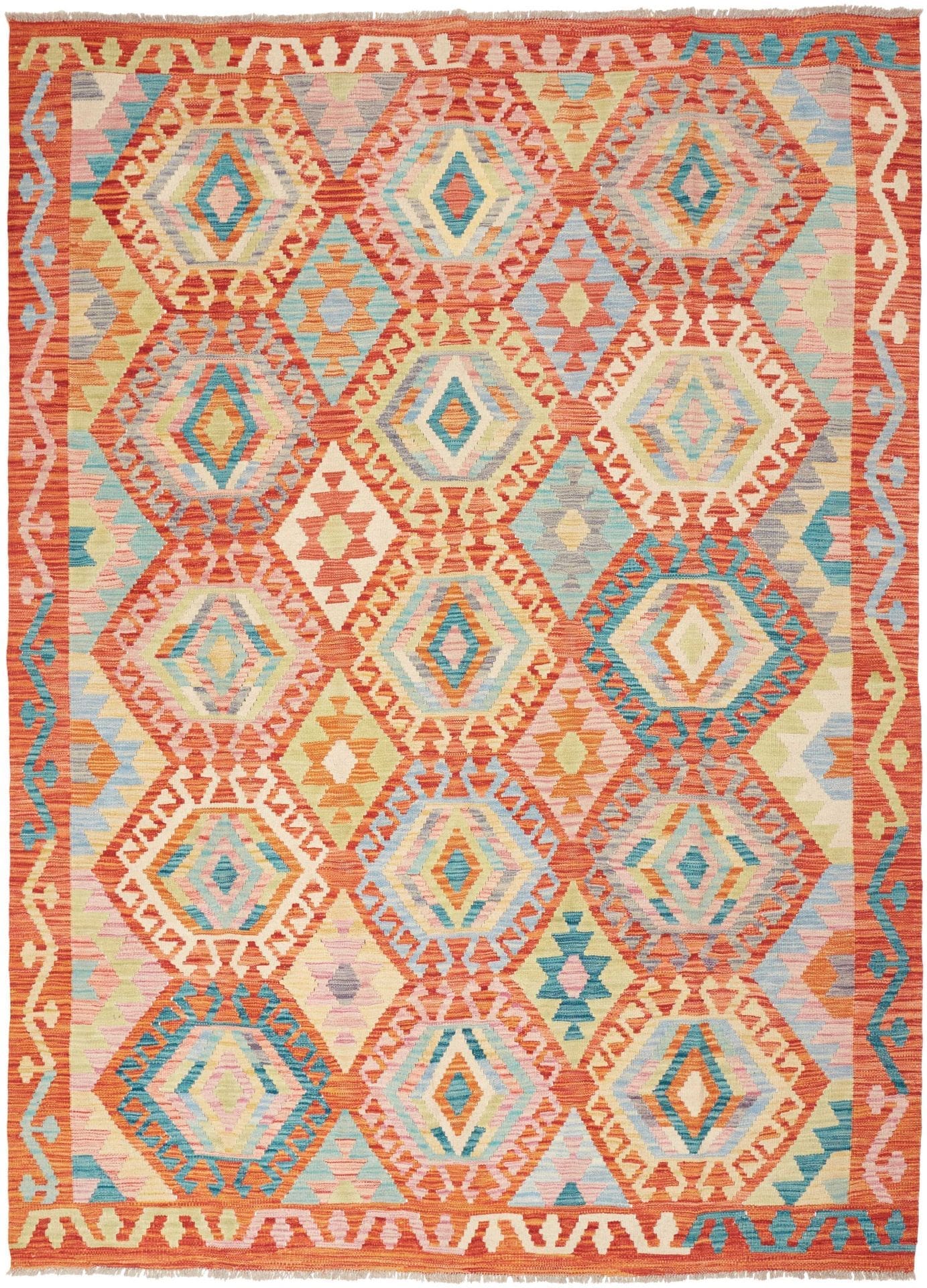 Orientteppich Kelim 177 x 234cm, handgewebt, rustikales Design