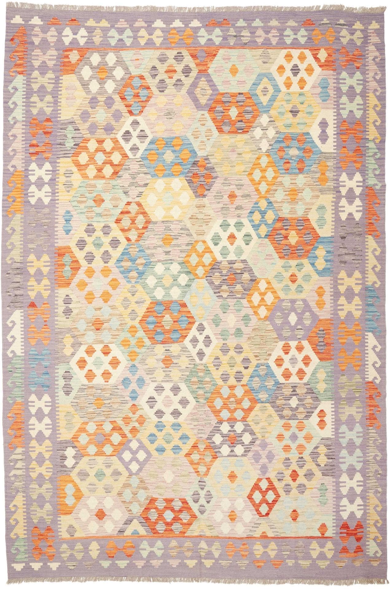 Orientteppich Kelim 203 x 293 cm, handgewebt, Afghanische Wolle