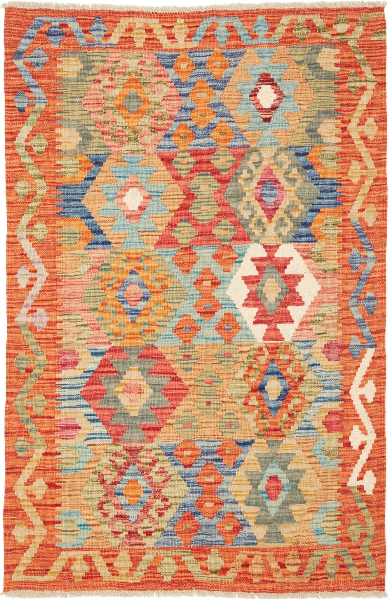 Orientteppich Kelim 85 x 127 cm, handgewebt, rustikales Flair