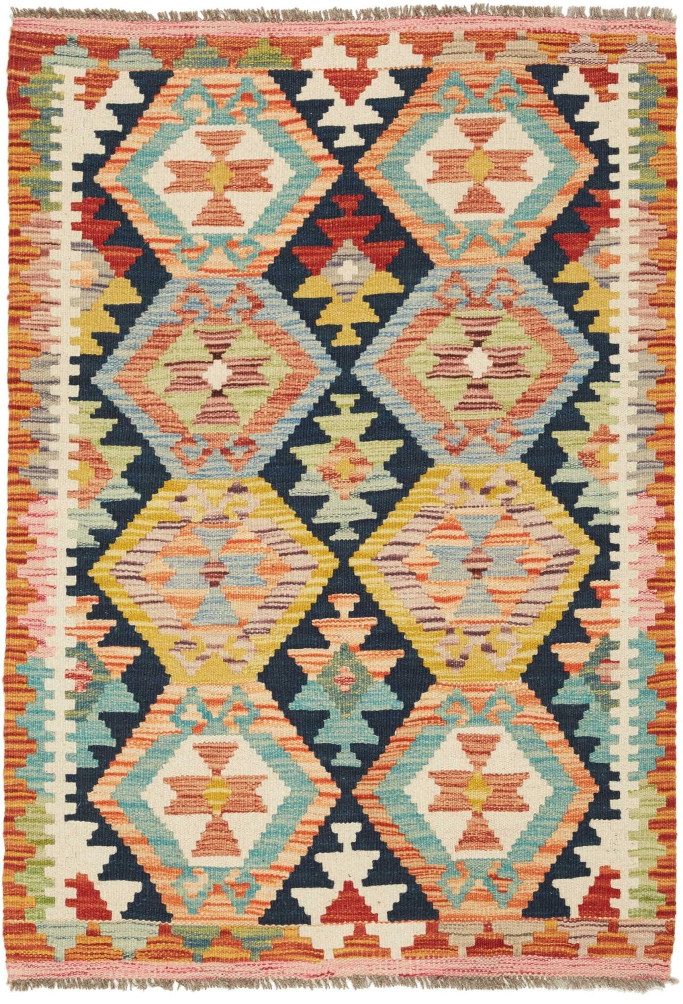 Orientteppich Kelim 88 x 120 cm aus Schurwolle, handgewebt