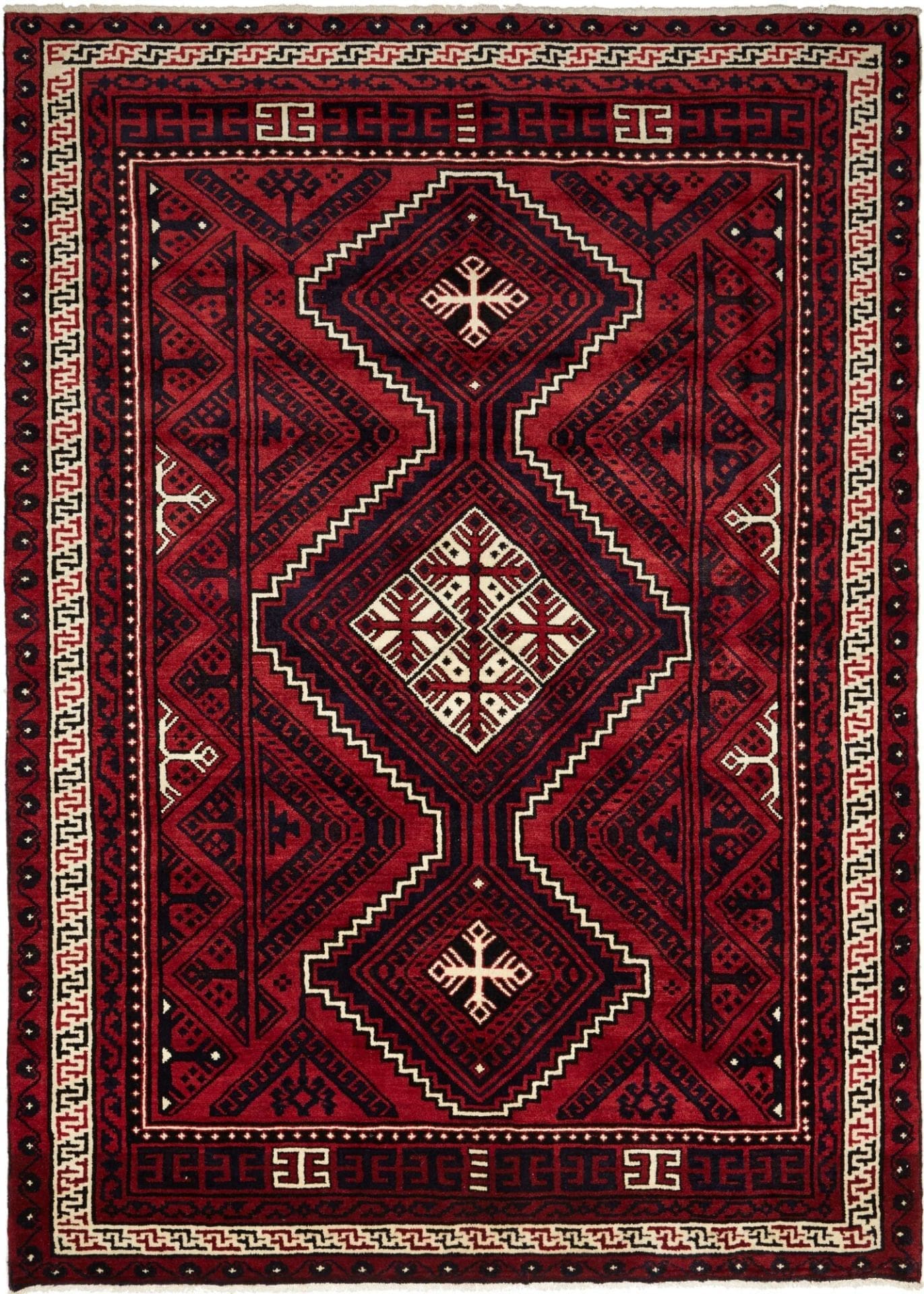 Orientteppich Lori 204 x 307 cm - geometrisches Muster, Schurwolle, handgeknüpft