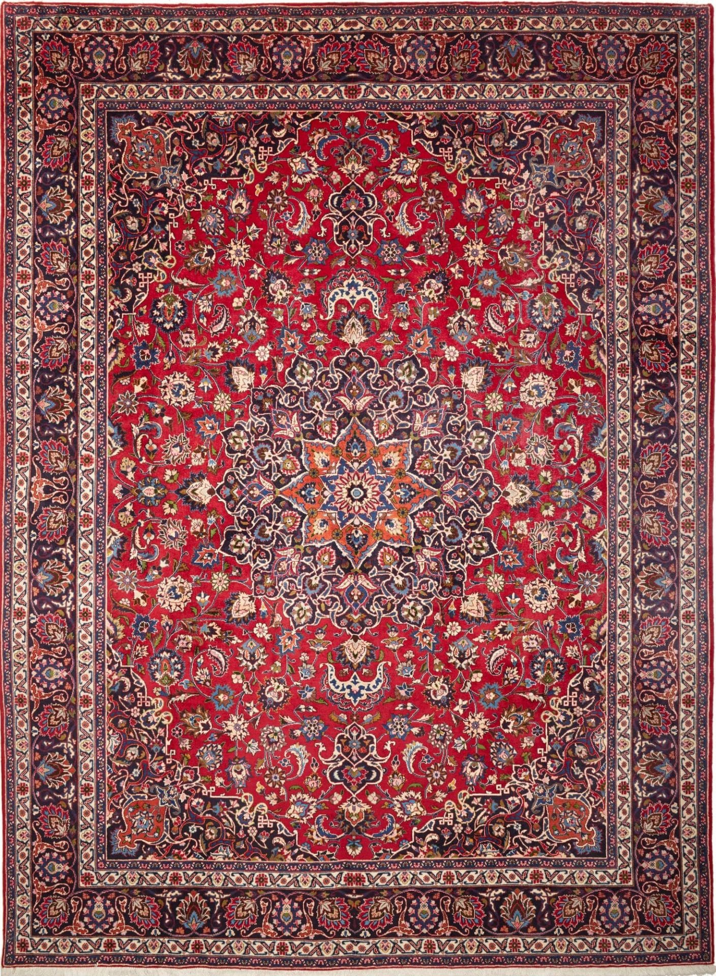 Orientteppich Mashad 293 x 392 cm, florales Muster, handgeknüpft