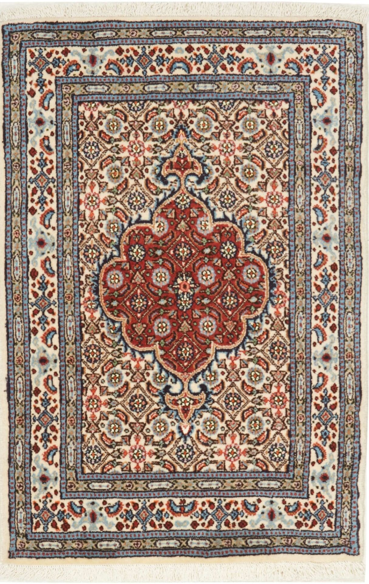 Orientteppich Moud 60 x 89cm, florales Muster, Schurwolle, handgeknüpft