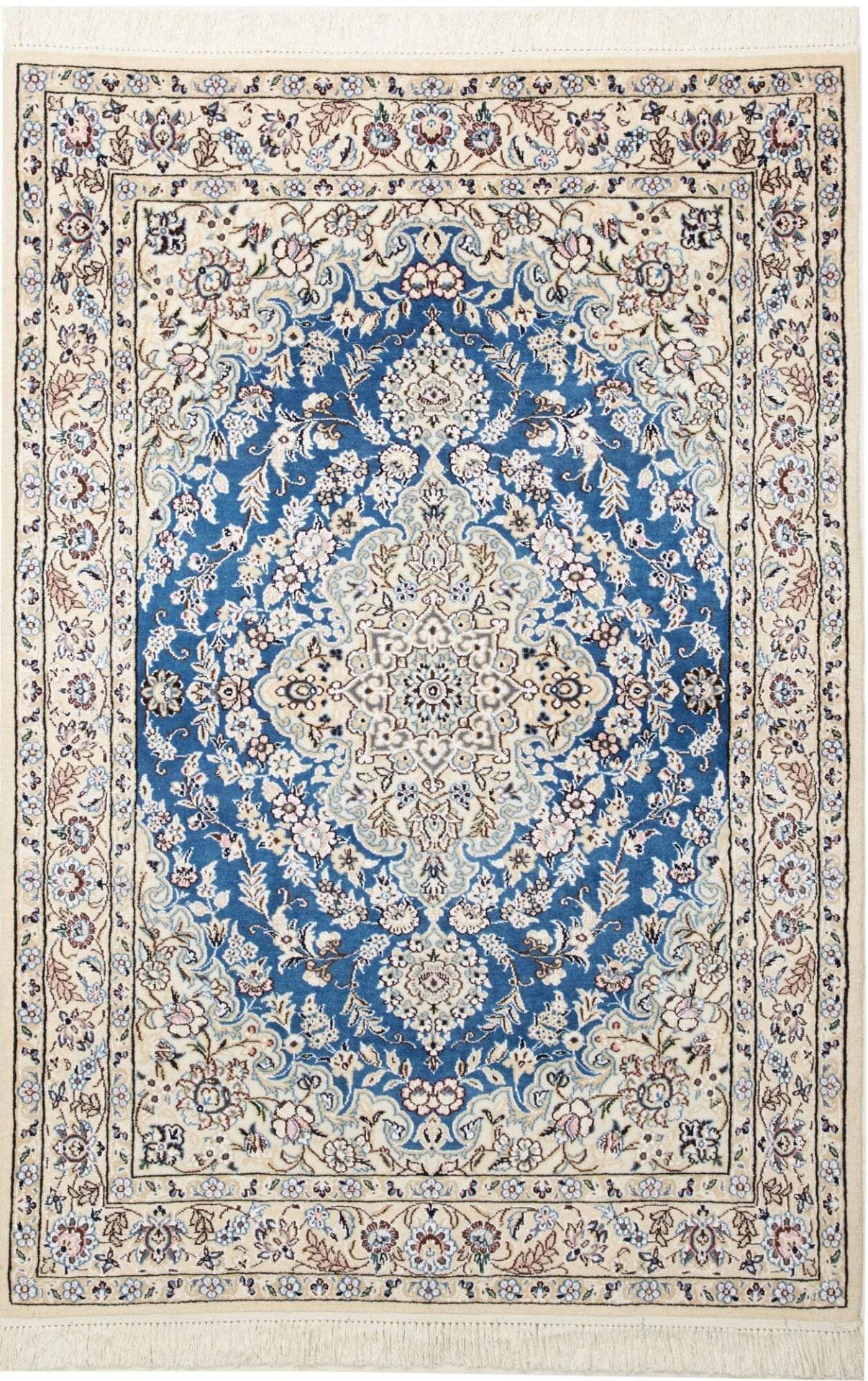 Orientteppich Nain 106 x 151 cm – Handgeknüpft, florales Muster