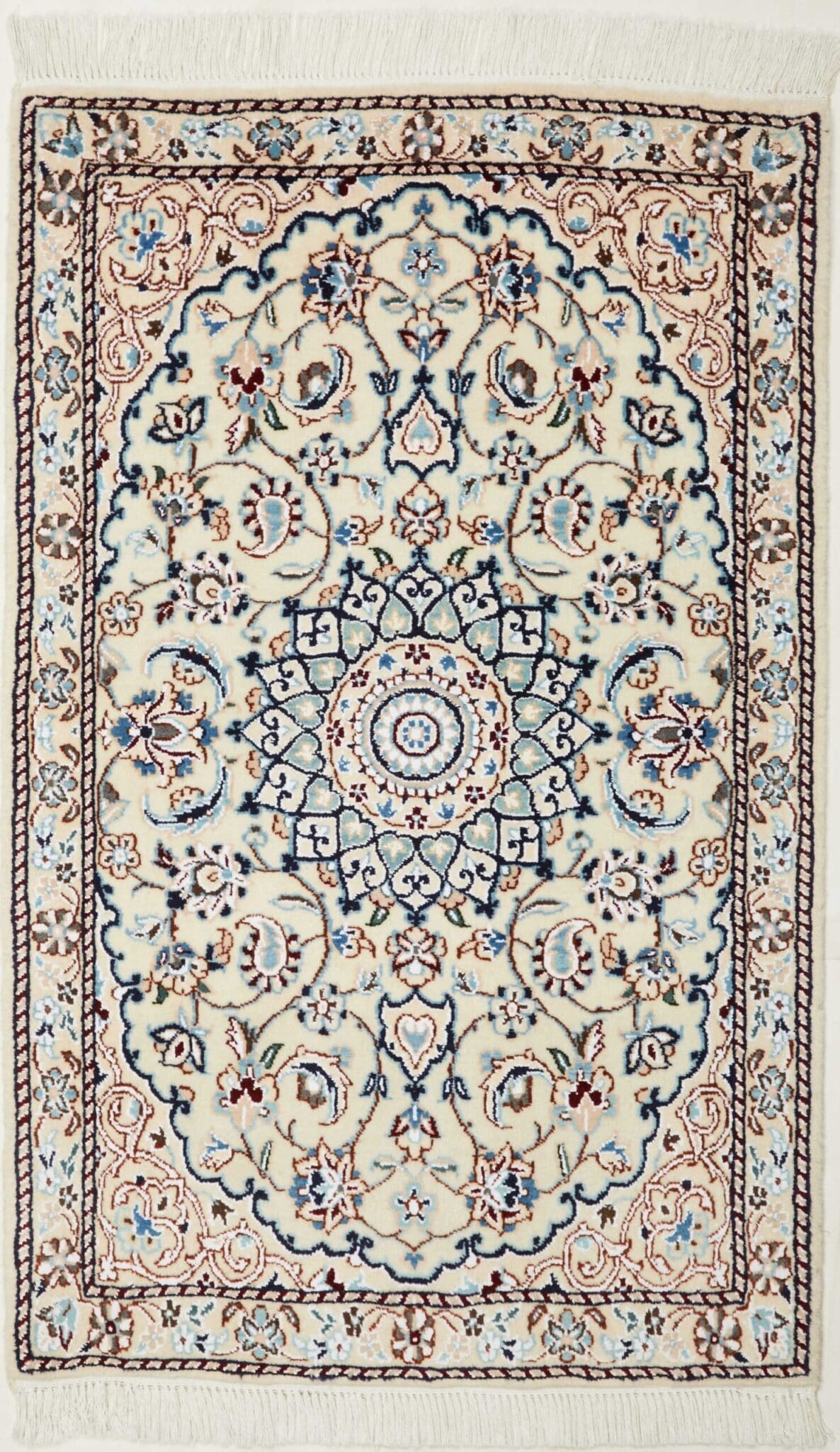 Orientteppich Nain 63 x 97 cm, florales Muster, handgeknüpft