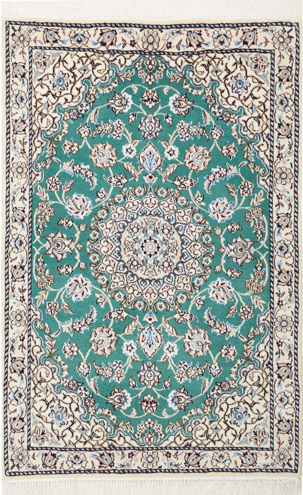 Orientteppich Nain 83 x 120cm | Handgeknüpft, florales Muster