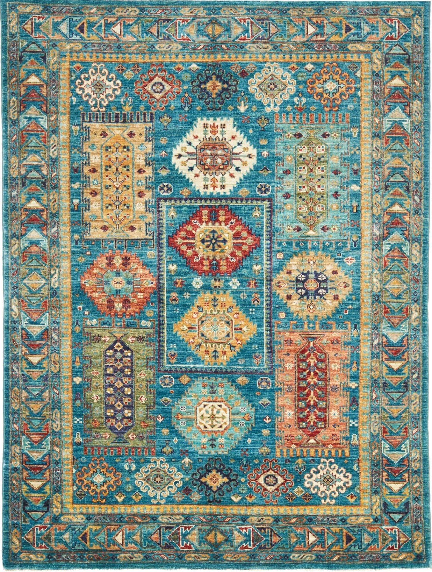 Orientteppich Samarkand 153 x 202cm, handgeknüpft, Wolle, bunt