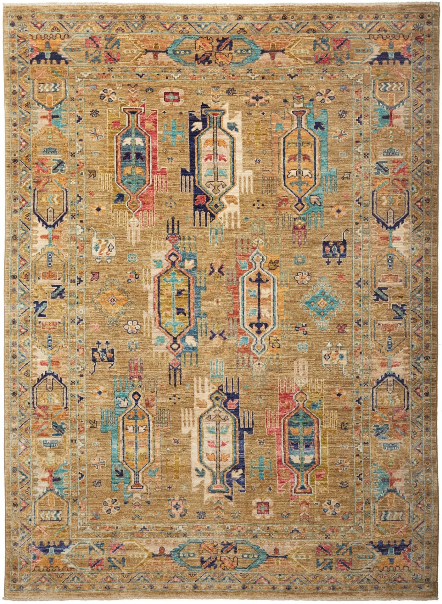Orientteppich Samarkand 175 x 233cm, Wolle, handgeknüpft, bunt
