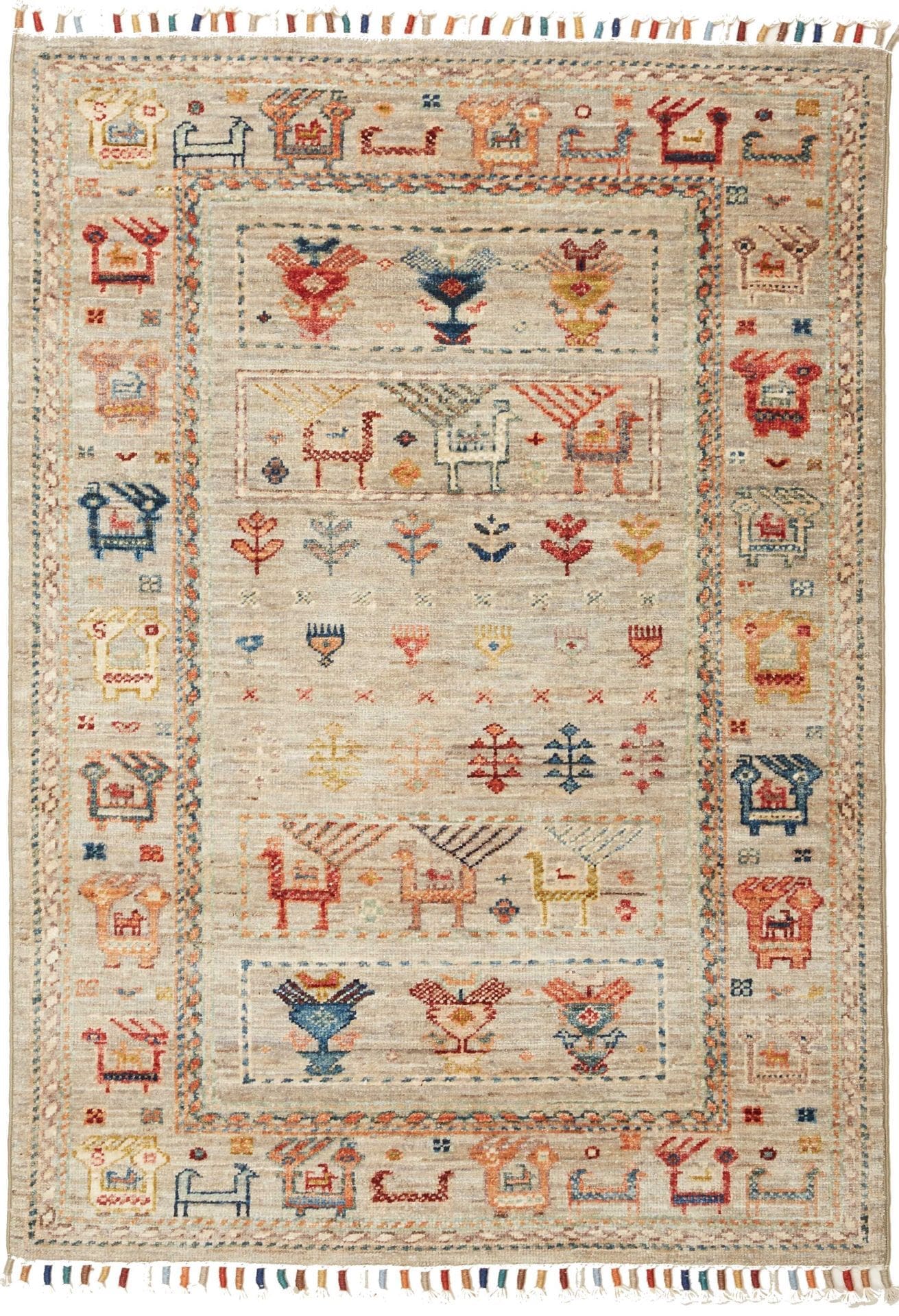 Orientteppich Samarkand 81 x 121 cm, handgeknüpft, Wolle, bunt