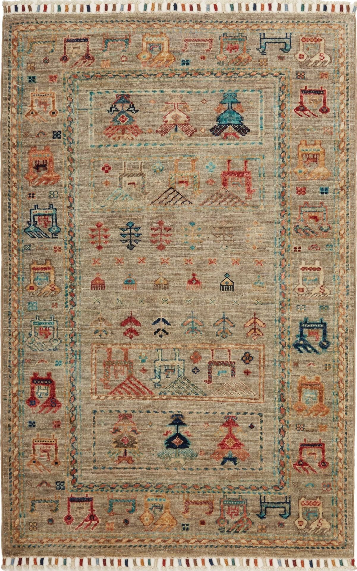 Orientteppich Samarkand 82 x 132cm – handgeknüpft, Wolle, bunt