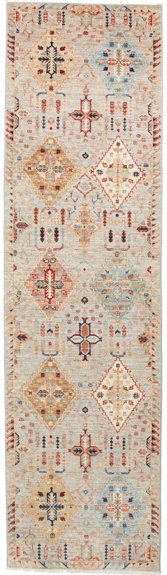 Orientteppich Samarkand 85 x 297cm | Handgeknüpft, Wolle, bunt