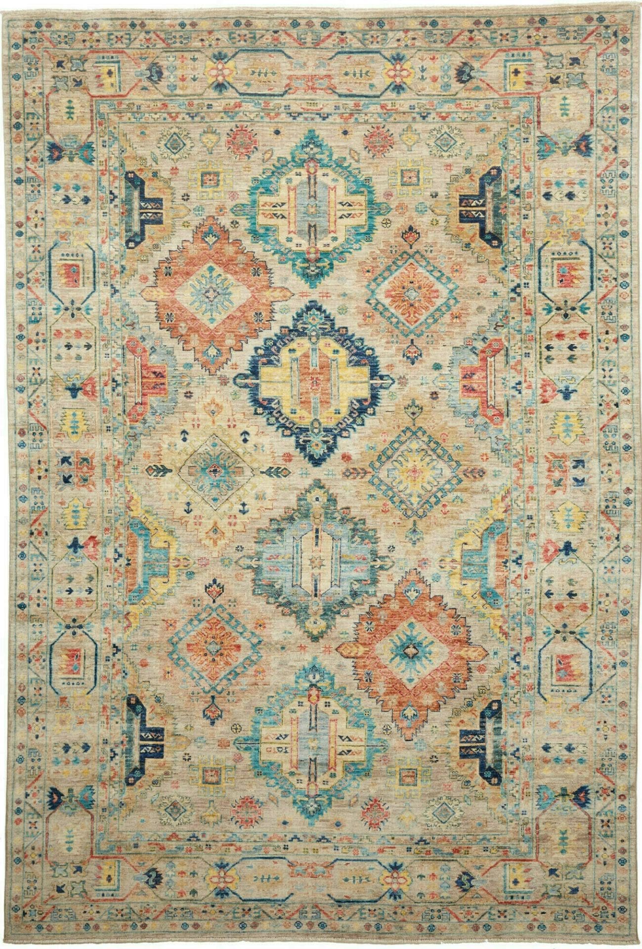 Orientteppich Samarkand Tribal 204 x 296 cm, handgeknüpft, Wolle