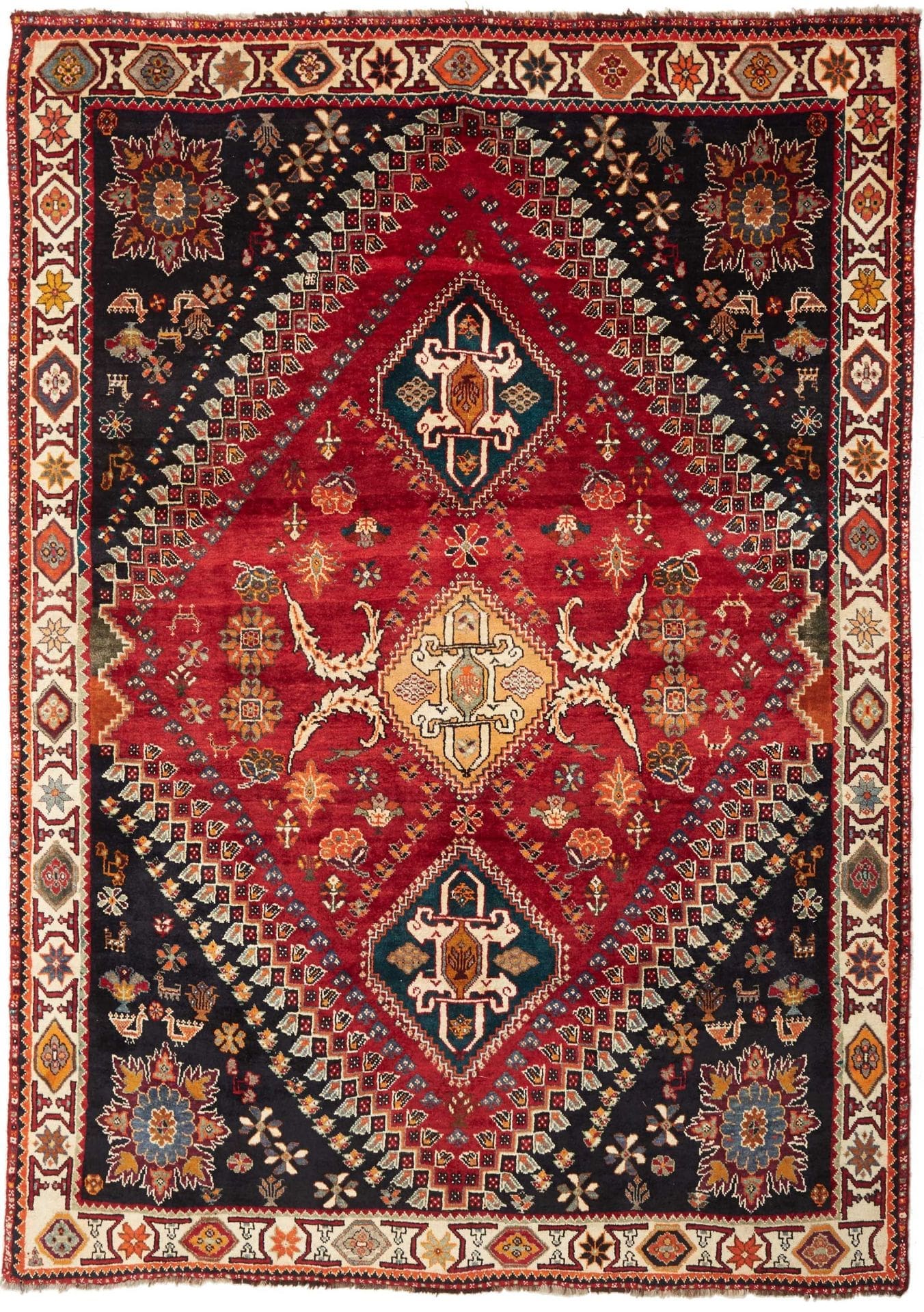Orientteppich Shiraz 186 x 260cm – Wolle, geometrische Muster, handgeknüpft