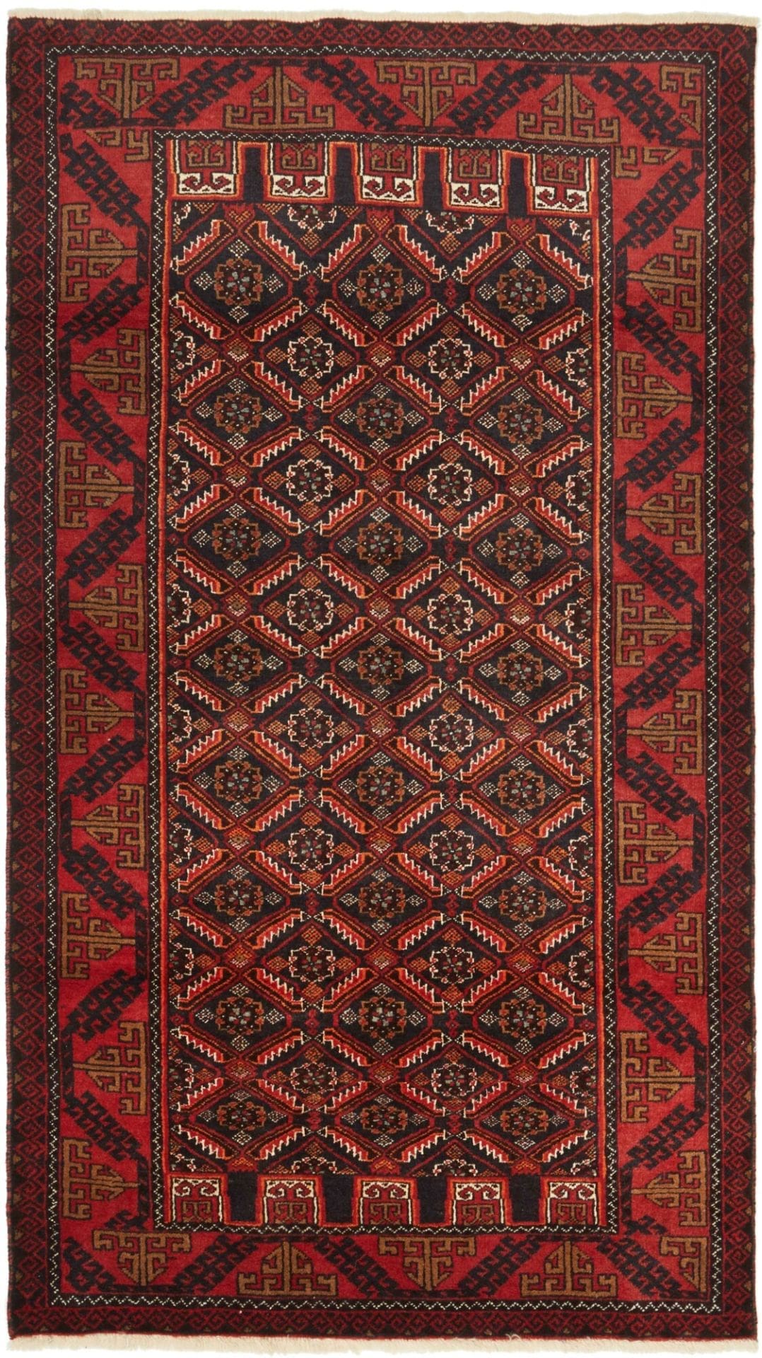 Perserteppich 103 x 182cm aus Schurwolle, handgeknüpft, florales Muster