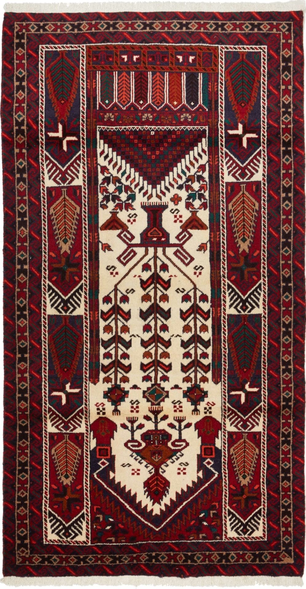 Perserteppich 104 x 191cm aus Schurwolle, handgeknüpft, Nain-Muster