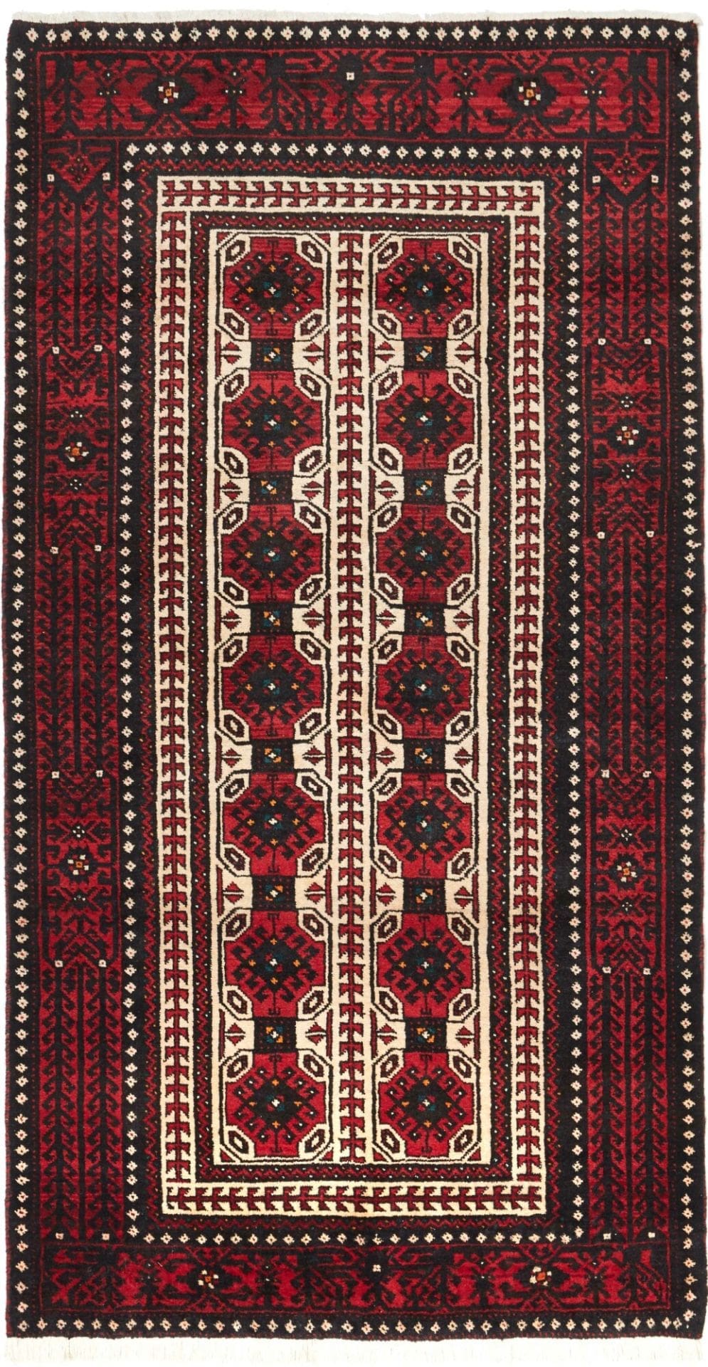 Perserteppich 104 x 193 cm aus Schurwolle, handgeknüpft, Nain Muster