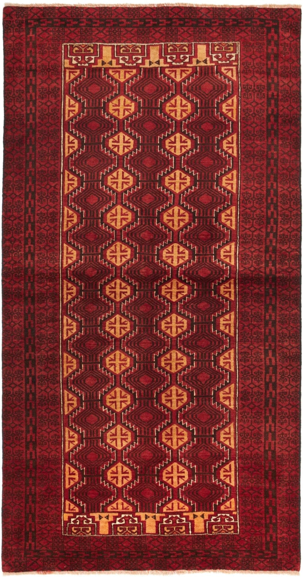 Perserteppich 106 x 201cm, handgeknüpft, Schurwolle, florales Muster