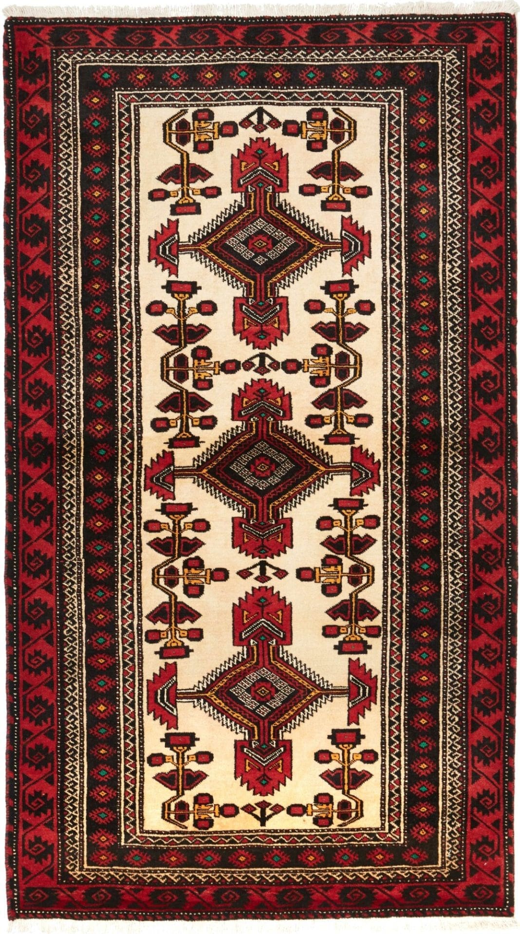 Perserteppich 111 x 194cm, handgeknüpft, Schurwolle, florales Muster