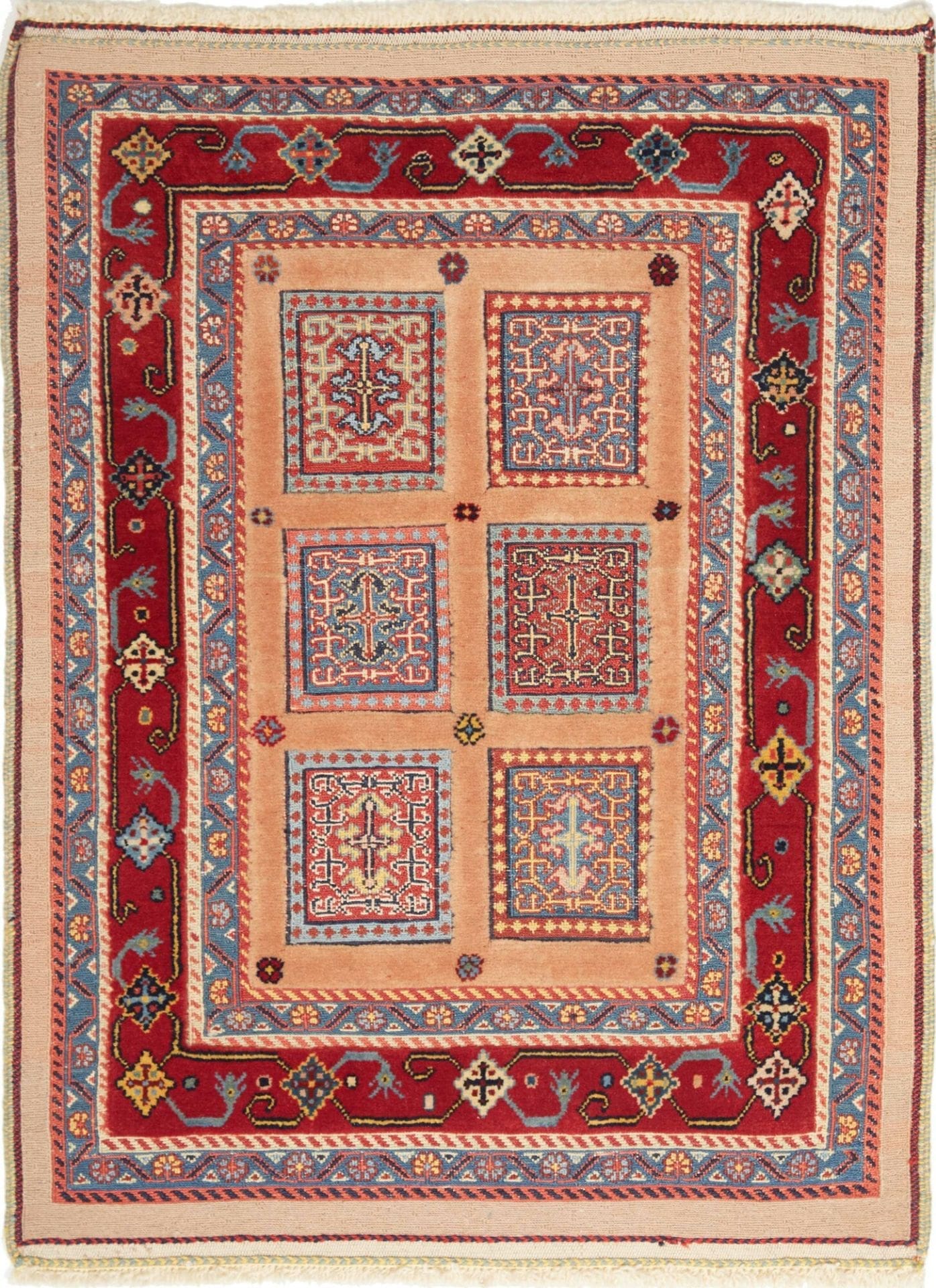 Perserteppich 64 x 87cm, handgeknüpft, Schurwolle, florales Muster