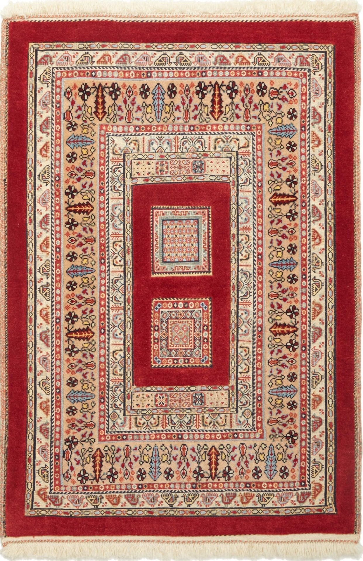 Perserteppich 83 x 116cm, Handgeknüpft, Schurwolle, florales Muster