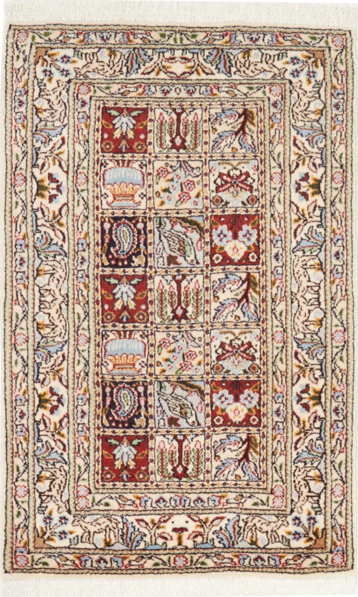 Persischer Moud Teppich 60 x 88 cm floral, Schurwolle, handgeknüpft