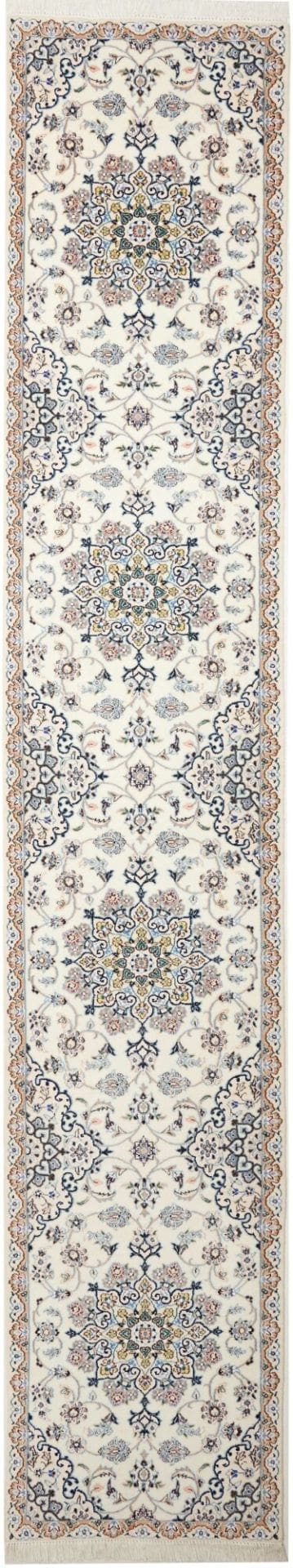 Persischer Nain Teppich 72 x 386cm, florale Muster, handgeknüpft