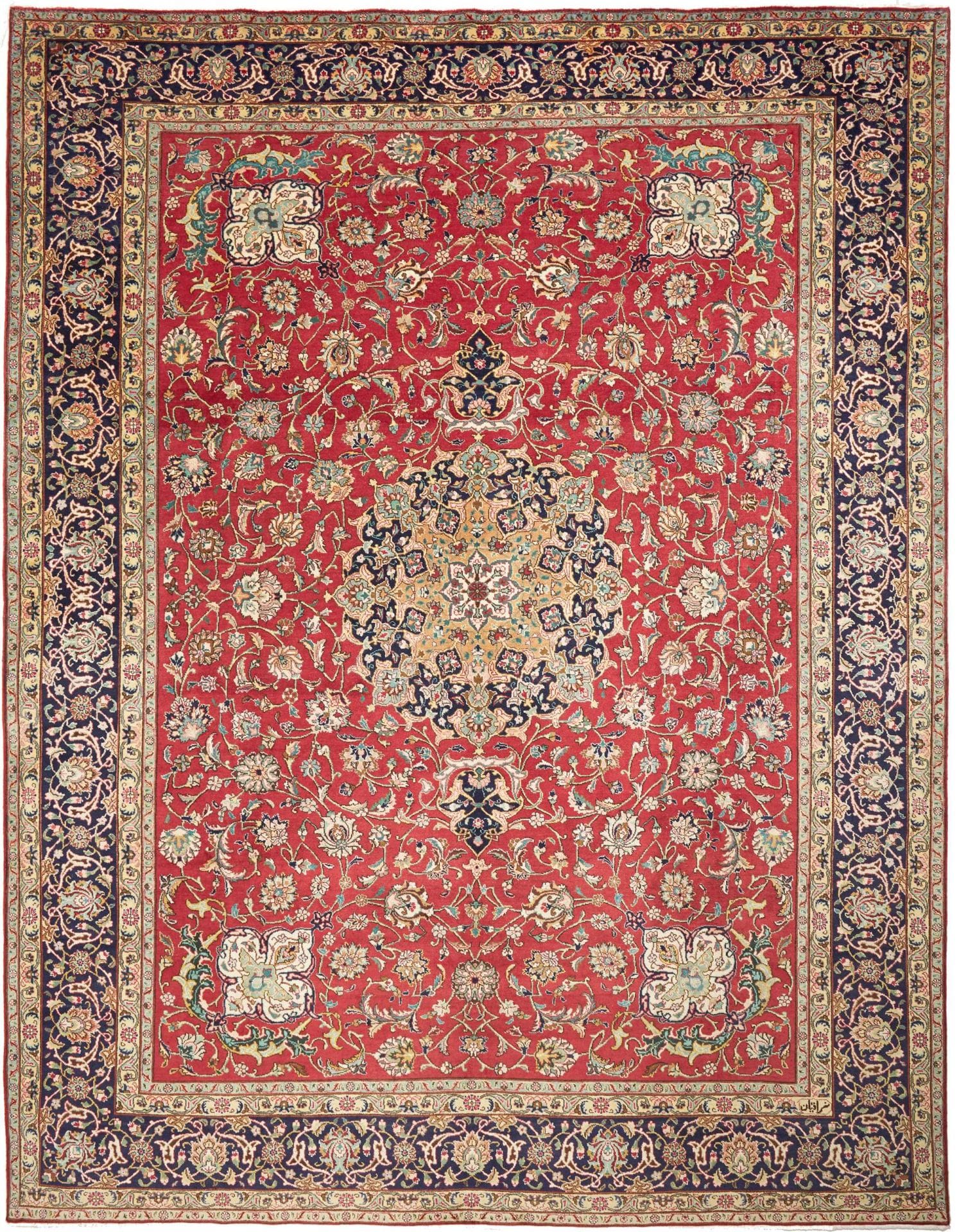 Persischer Täbriz Teppich 308 x 400cm, handgeknüpft, Mahi-Muster