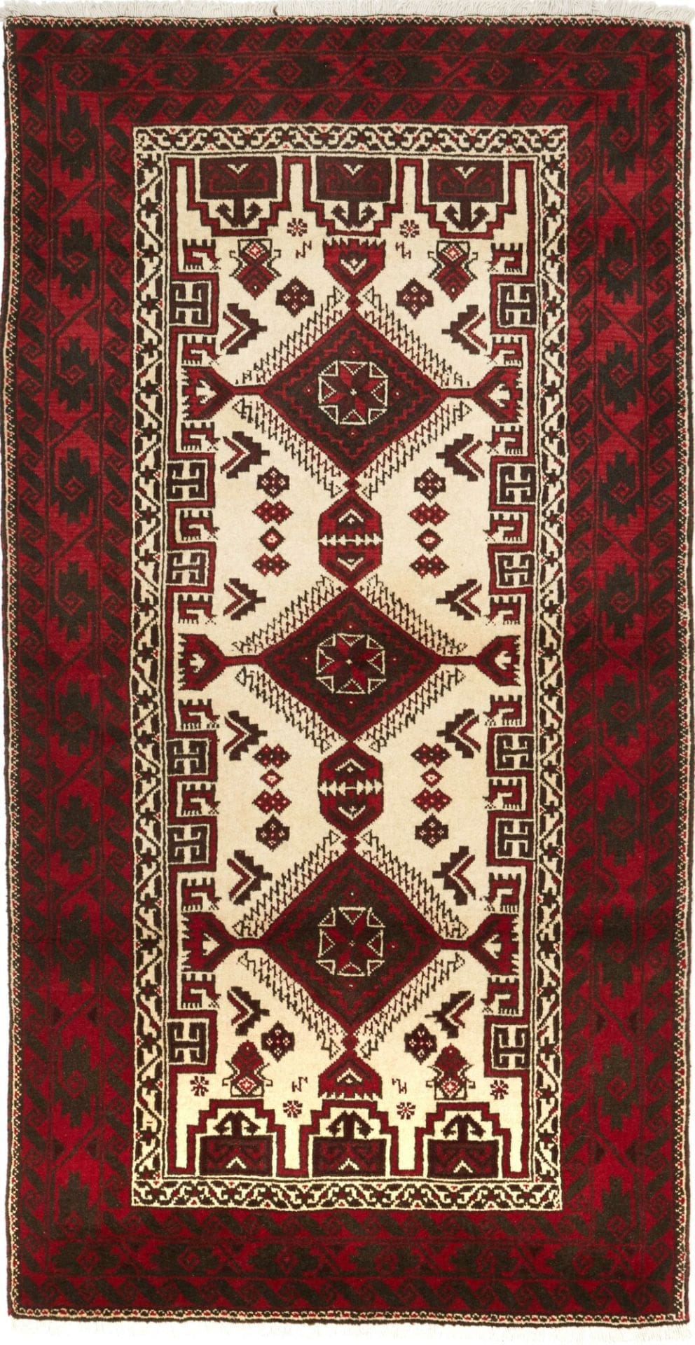 Persischer Teppich 106 x 197cm aus Schurwolle, handgeknüpft