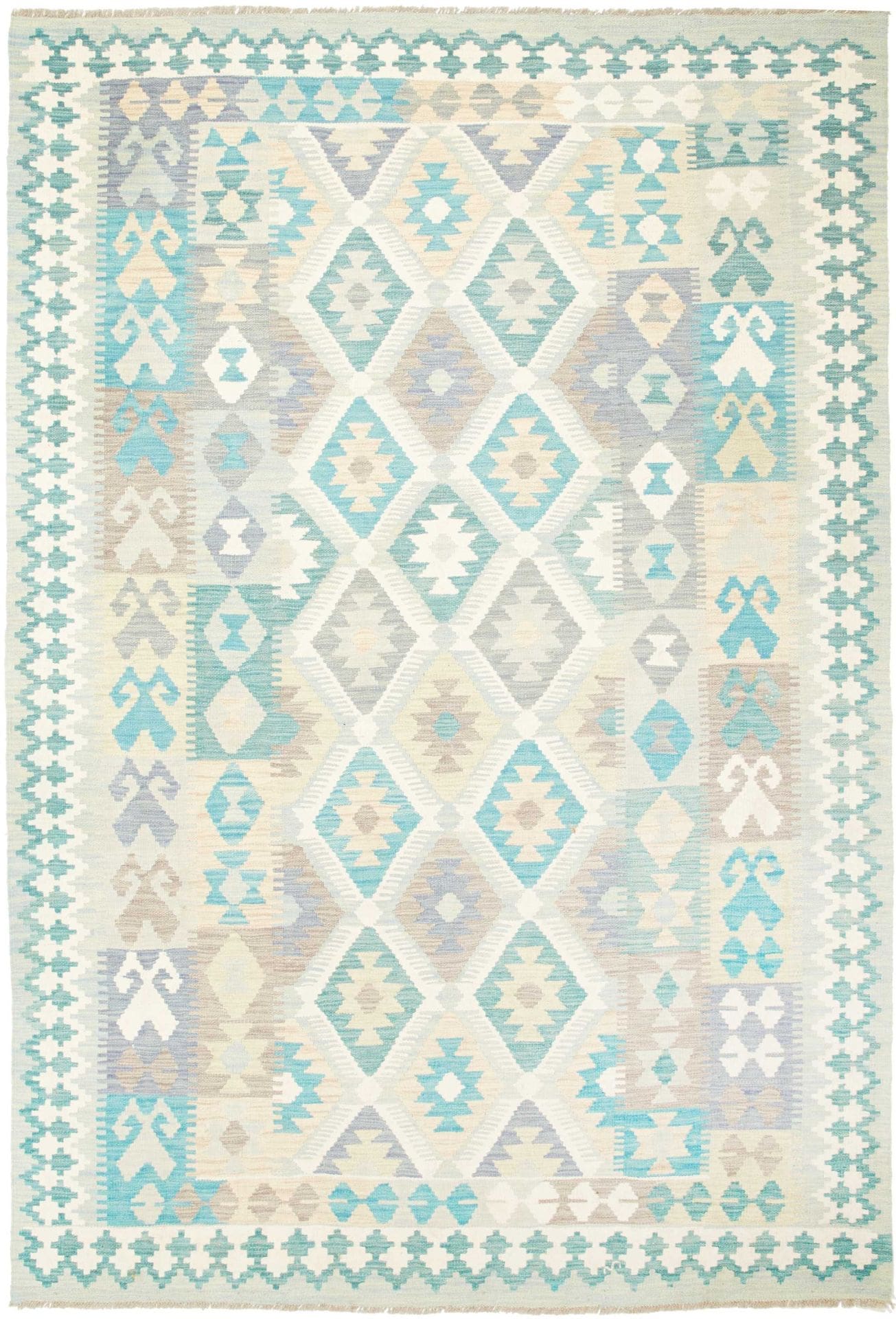 Rustikaler Kelim Teppich 170 x 251cm aus Schurwolle, handgewebt