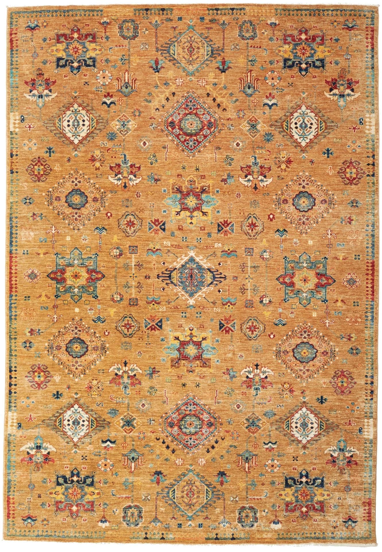 Samarkand Orientteppich 201 x 286cm, handgeknüpft, Wolle, bunt