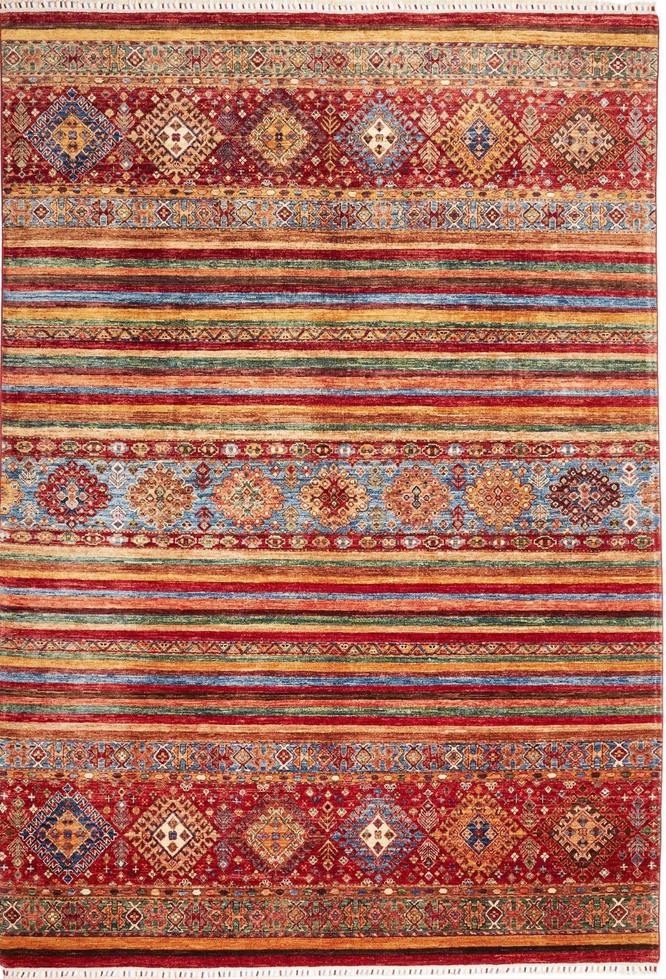 Samarkand Orientteppich 209 x 297cm, handgeknüpft, Wolle, bunt