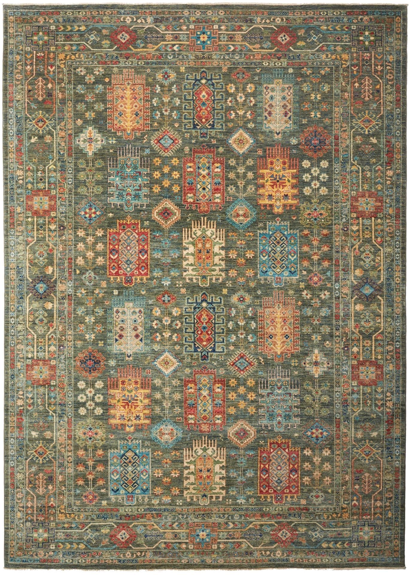 Samarkand Orientteppich 247 x 342cm, handgeknüpft, farbenfrohes Muster