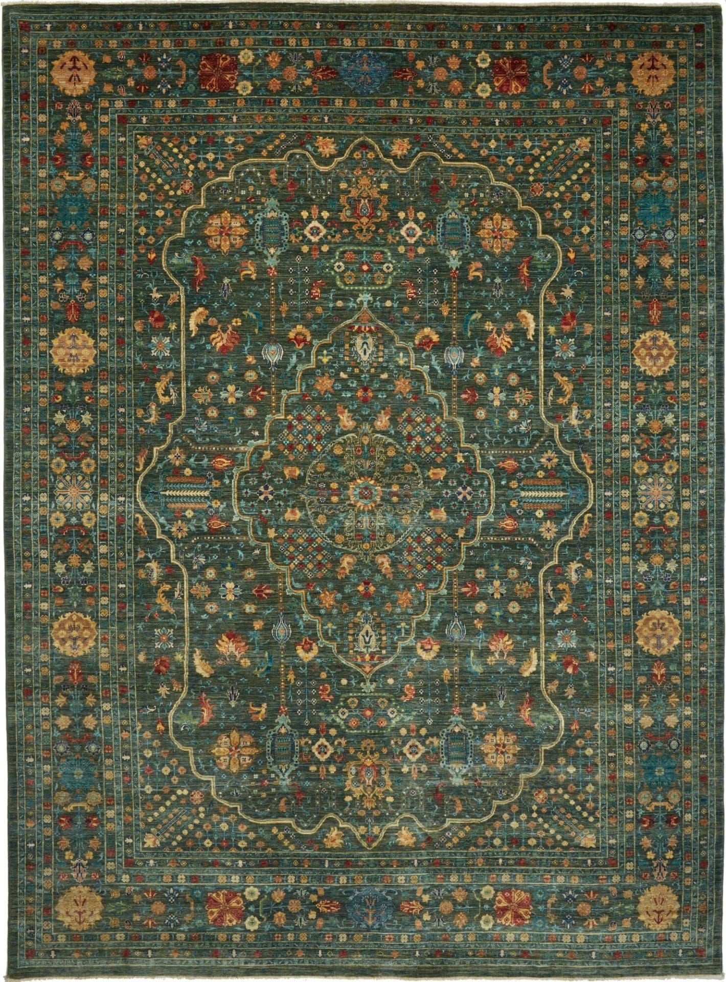 Samarkand Orientteppich 273 x 364cm, handgeknüpft, florale Muster