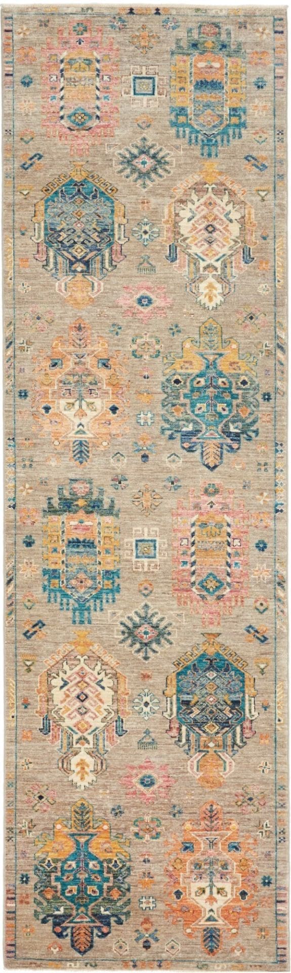 Samarkand Orientteppich 83 x 278cm, handgeknüpft, Wolle, bunt