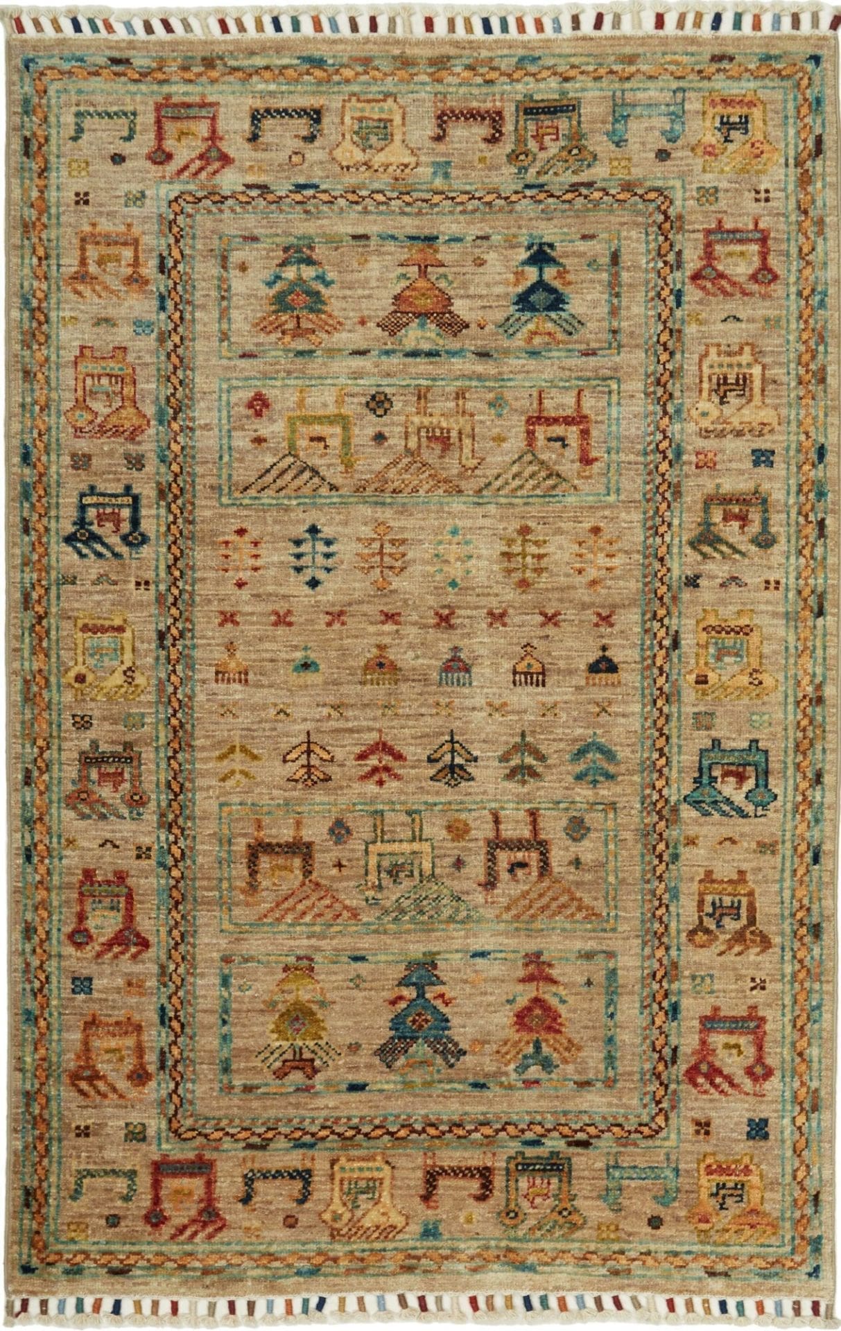 Samarkand Orientteppich 85 x 123cm, handgeknüpft, Wolle, bunt