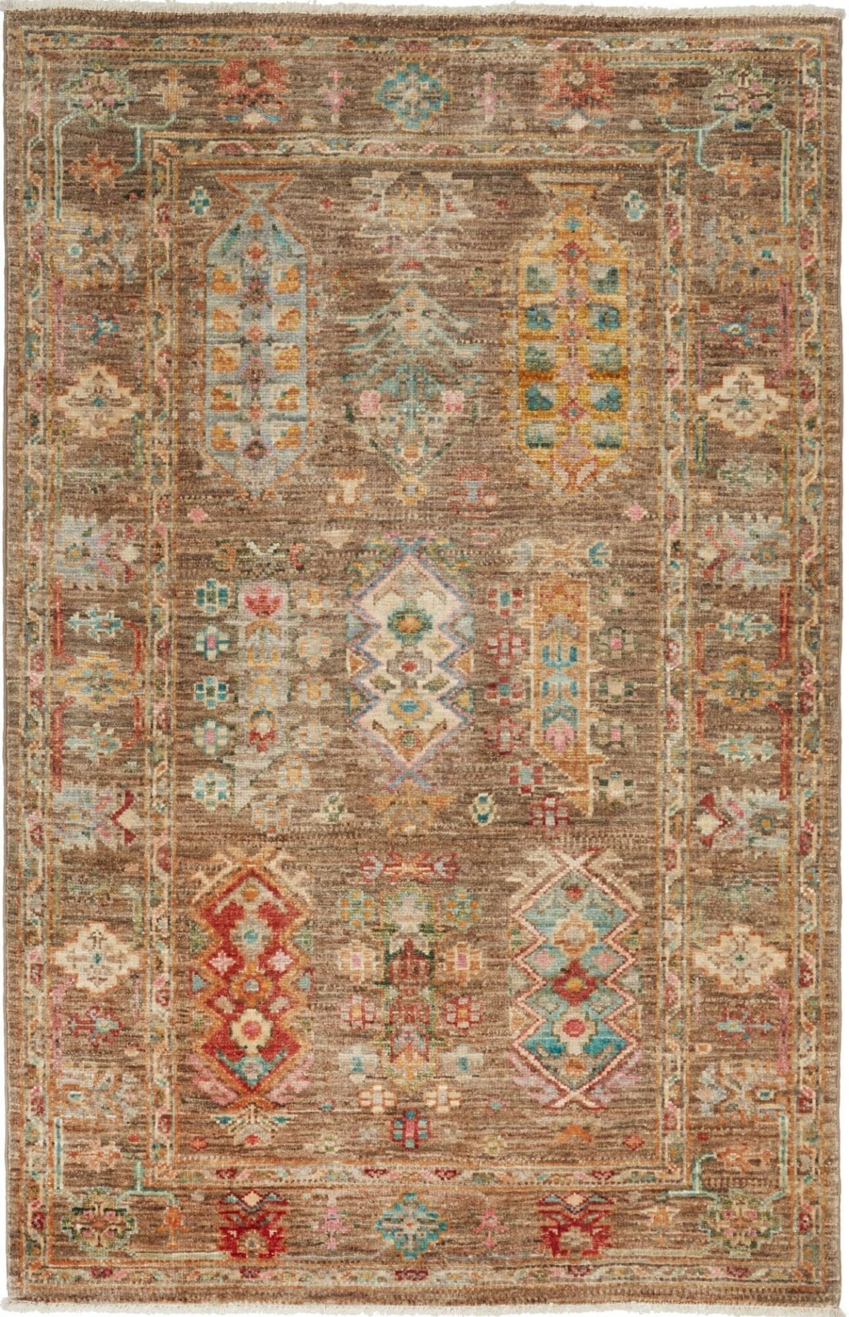 Samarkand Orientteppich 86 x 126cm, handgeknüpft, Wolle, bunt