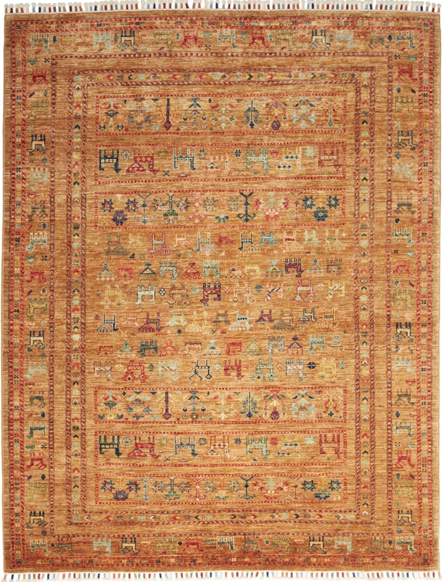 Samarkand Teppich 157 x 198cm, Schurwolle, handgeknüpft, Orientteppich