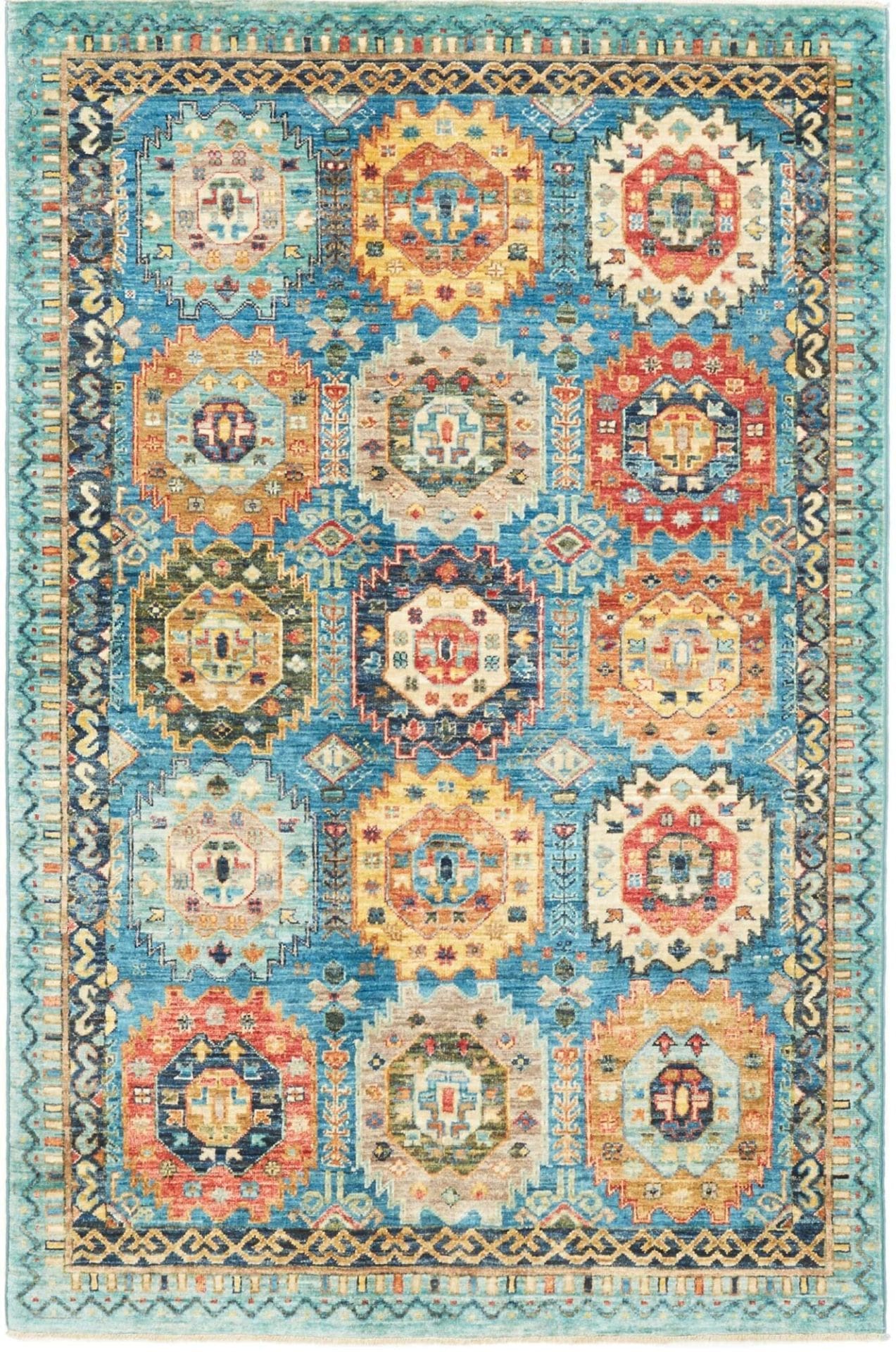 Samarkand Tribal Teppich 124 x 187cm, handgeknüpft, Wolle