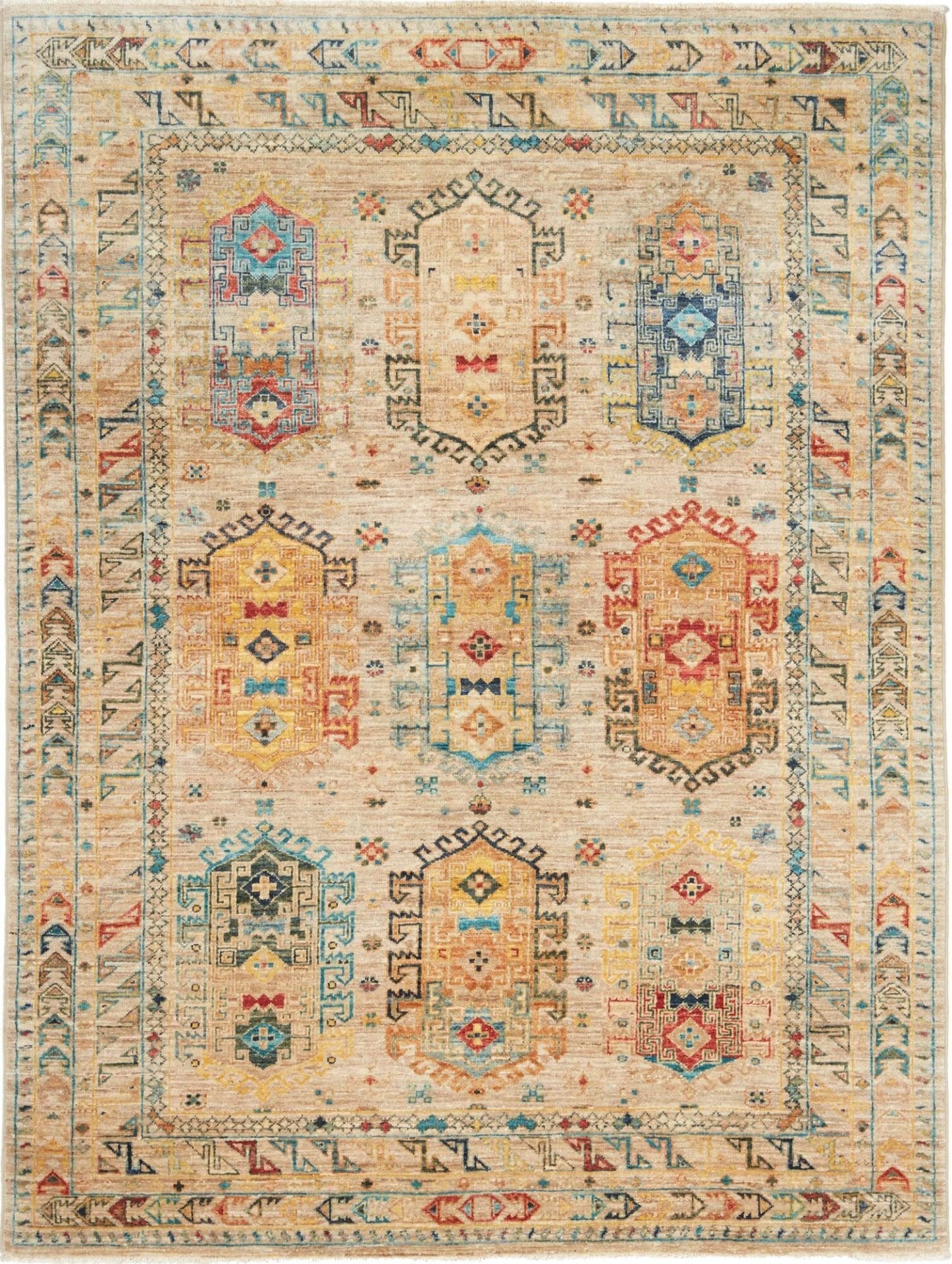 Samarkand Tribal Teppich 153 x 199cm, handgeknüpft, Wolle, bunt