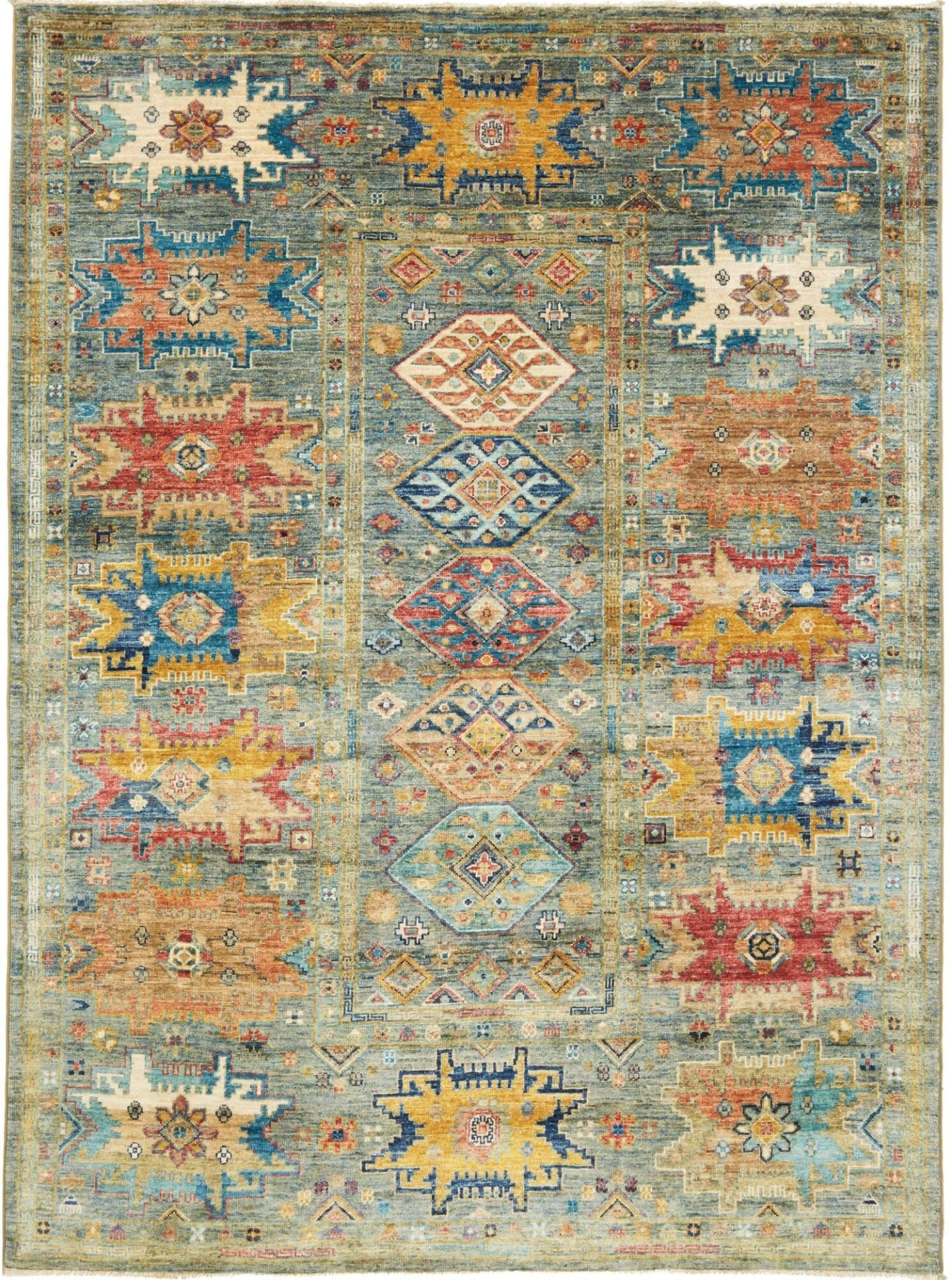 Samarkand Tribal Teppich 154 x 199cm - handgeknüpft, Wolle Orientteppich