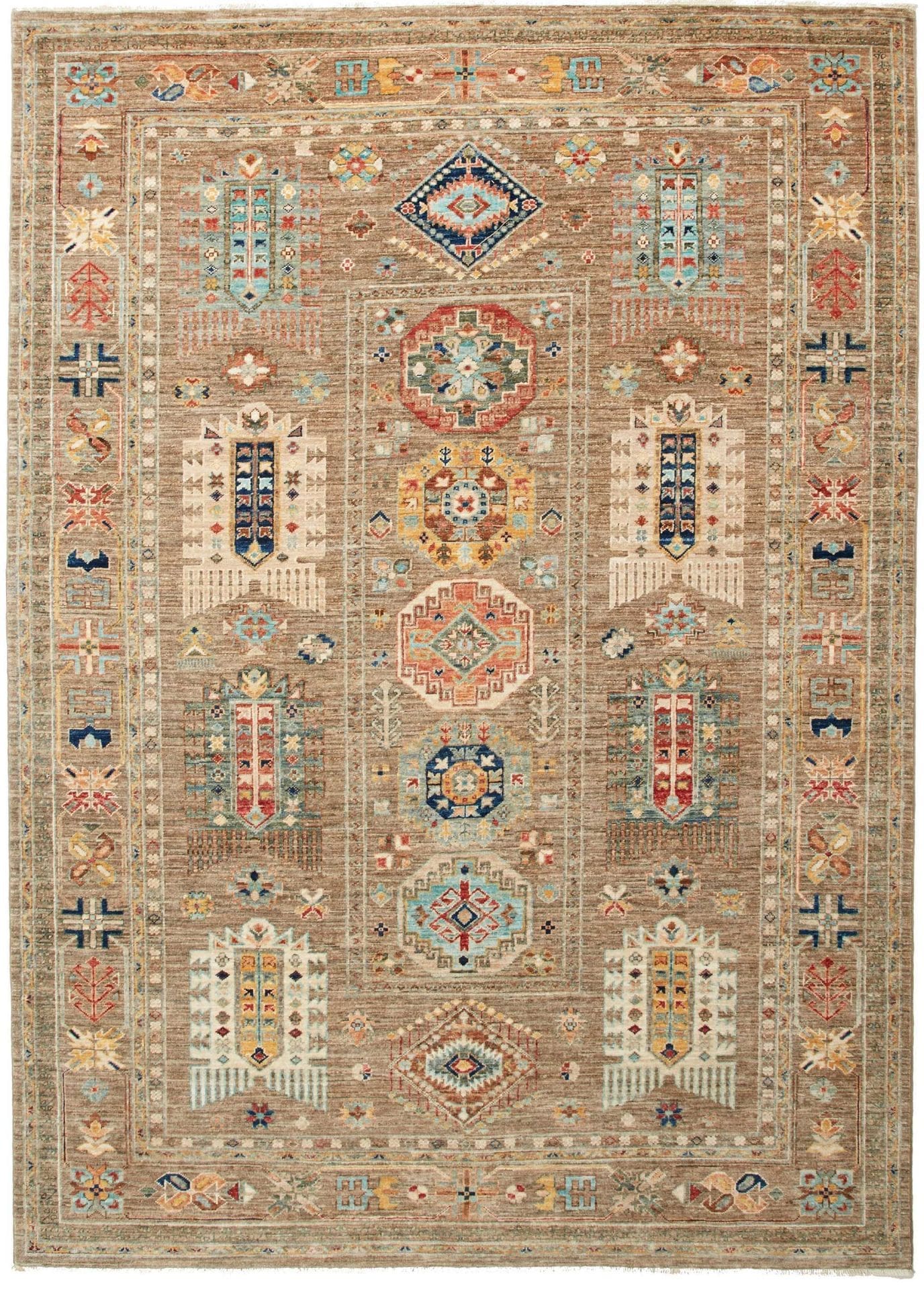 Samarkand Tribal Teppich 172 x 236cm – Handgeknüpft, Wolle, bunt