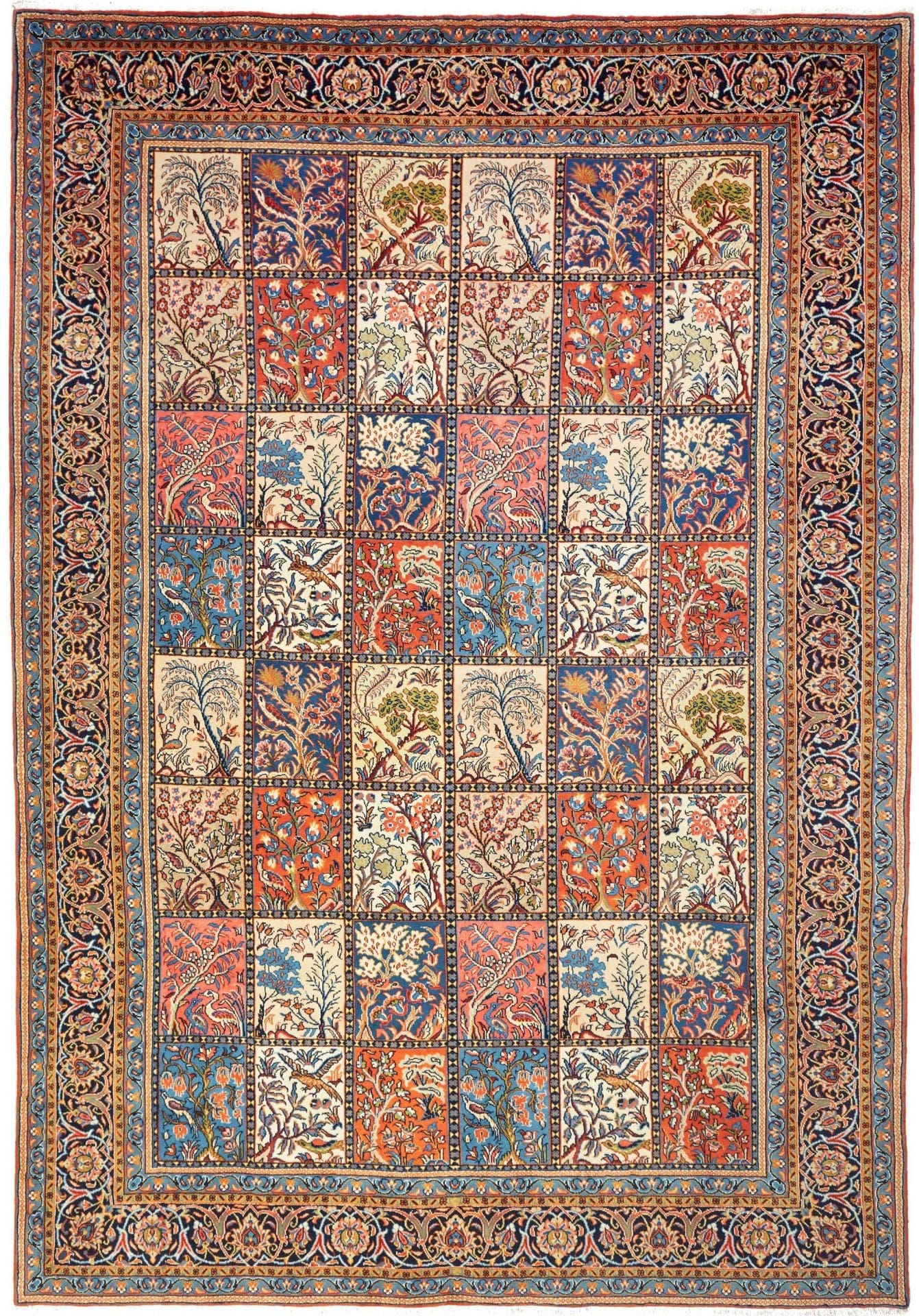 Sarough Teppich 243 x 350cm, florale Muster, handgeknüpft