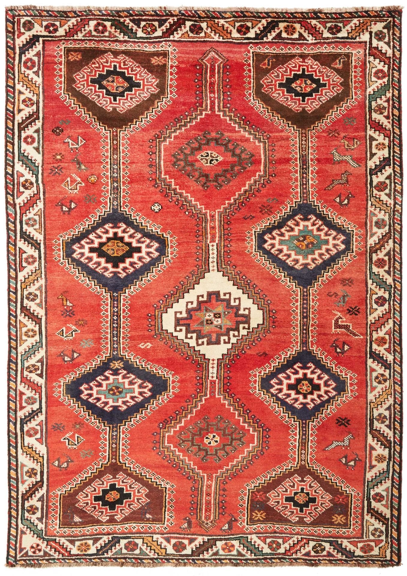 Shiraz Orientteppich 173 x 242cm, Wolle, geometrisches Muster, handgeknüpft