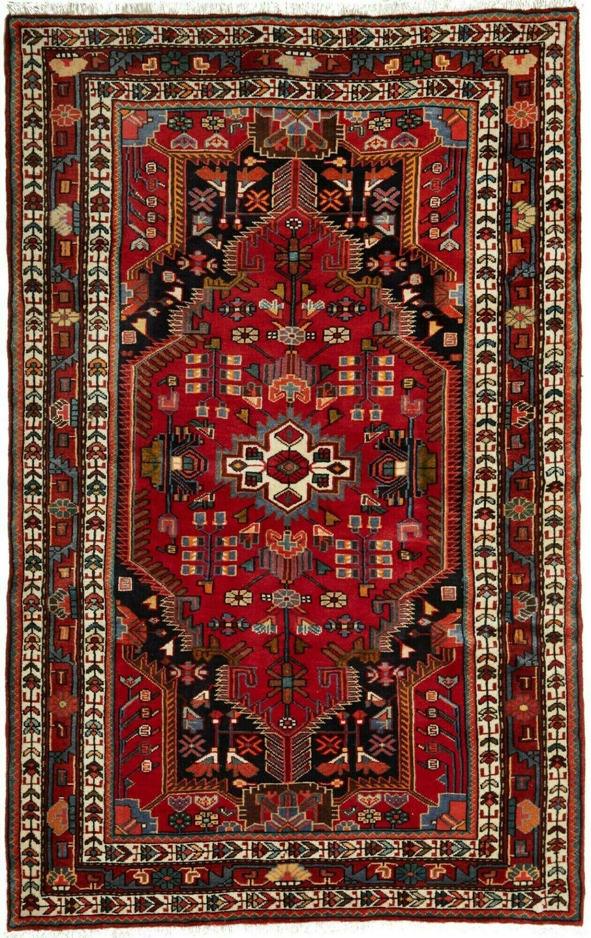 Shiraz Teppich 136 x 210 cm handgeknüpft, Wolle, geometrisches Muster