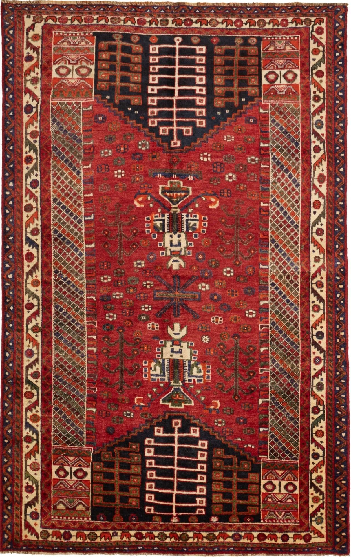 Shiraz Teppich 155 x 243cm - Wolle mit geometrischen Mustern, handgeknüpft