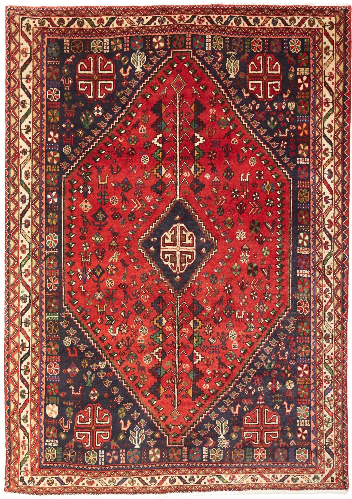 Shiraz Teppich 165 x 230cm aus Schurwolle, handgeknüpft, Perserteppich