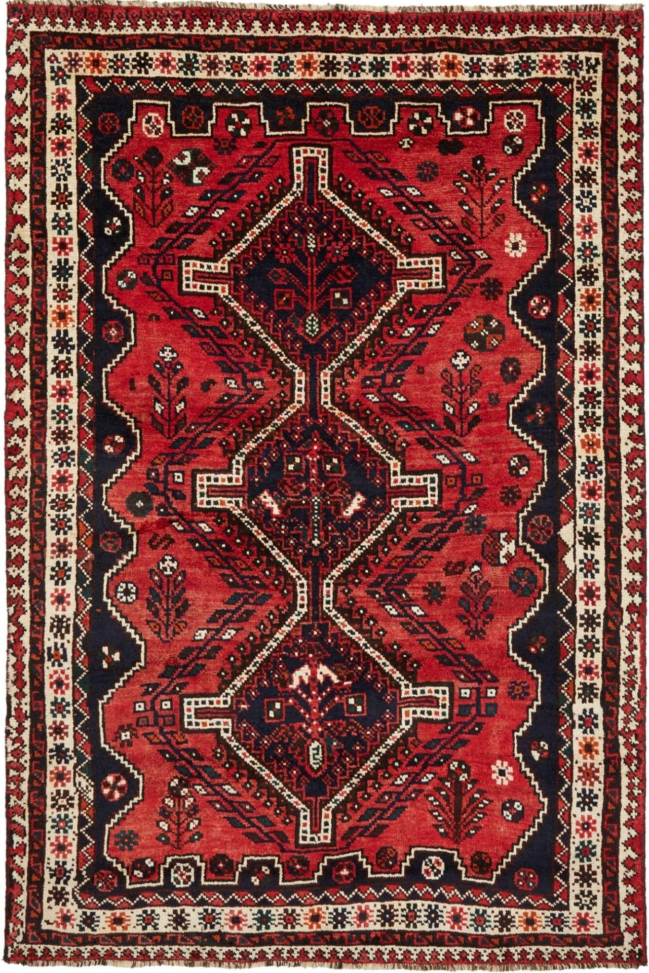 Shiraz Teppich 168 x 245 cm, Wolle, geometrische Muster, handgeknüpft