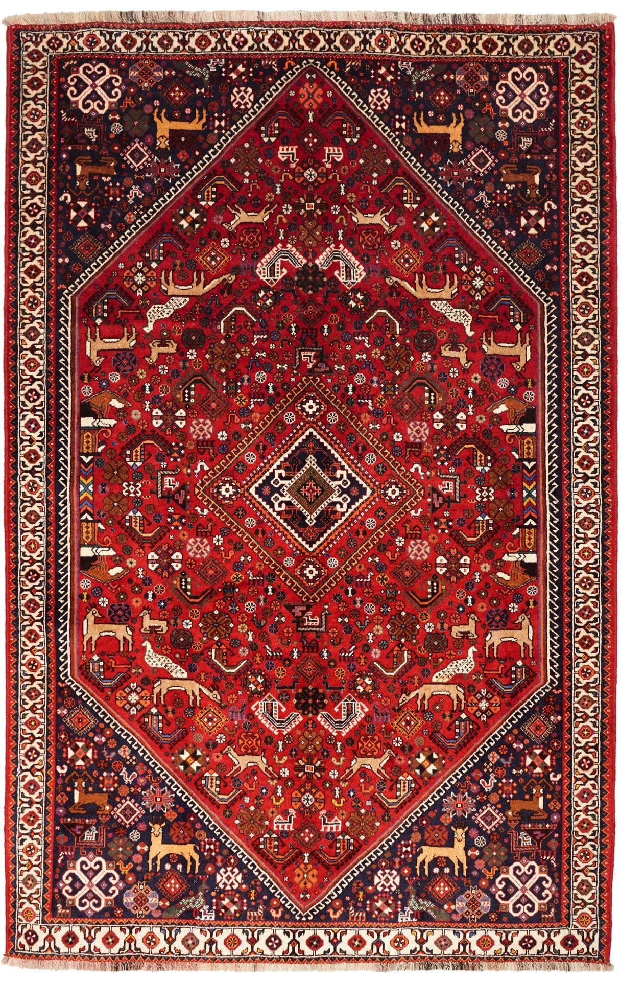 Shiraz Teppich 168 x 258cm, geometrisches Muster, handgeknüpft