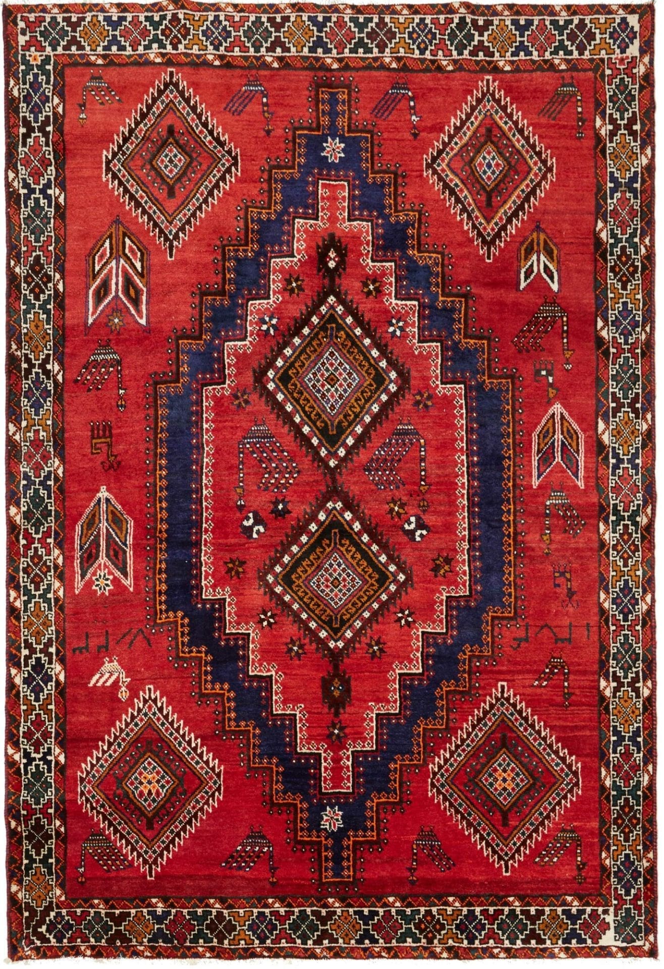 Shiraz Teppich 171 x 247cm, Wolle, geometrische Muster, handgeknüpft